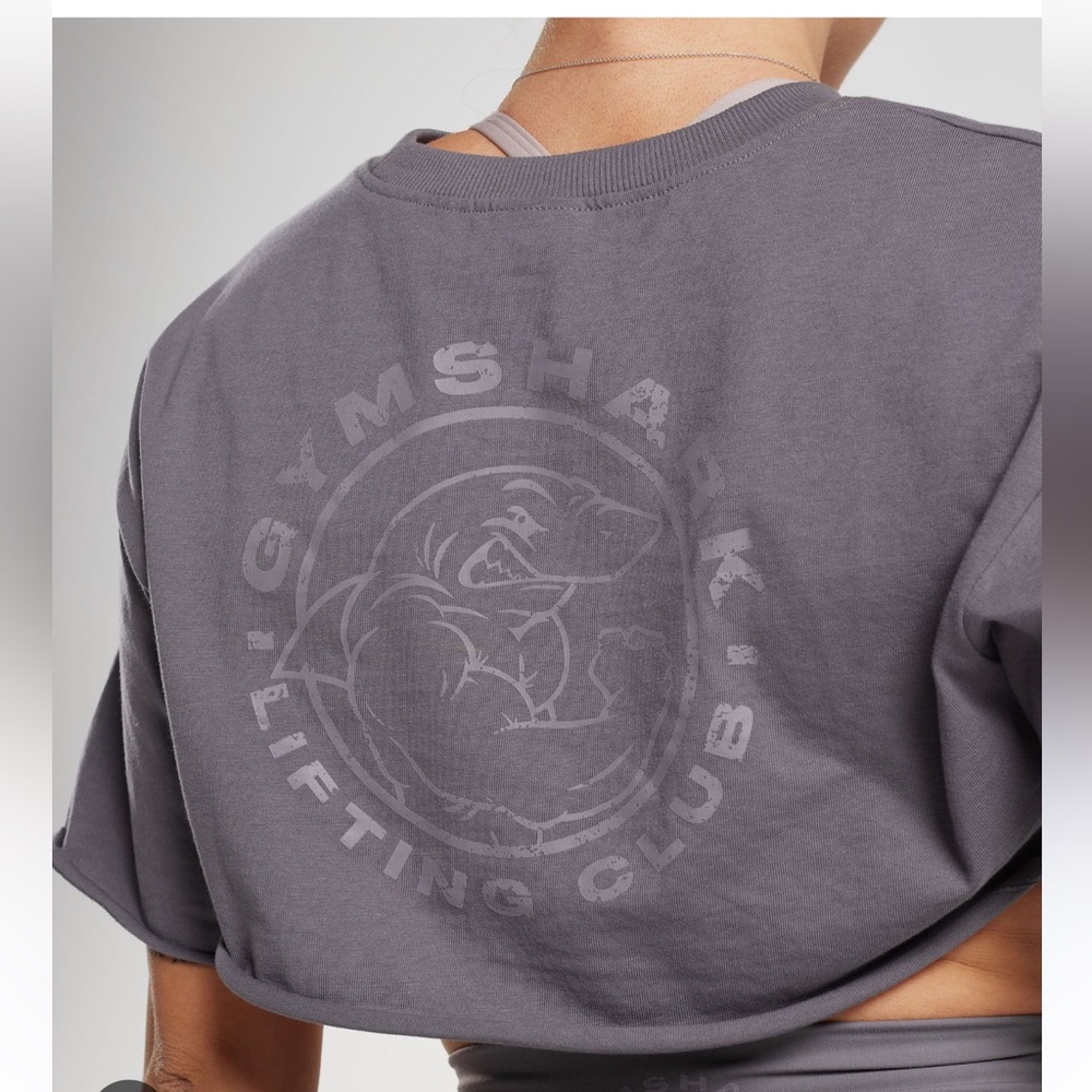 Gymshark Cropped Short Sleeve Tee in Dusty Gray - Picture 2 of 6